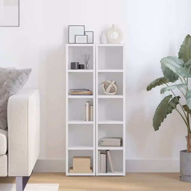 Berkfield Home Modern Wall Mounted CD Cabinets, 2 Piece, White, W/D/H: 21 x 16 x 93.5 cm – 1