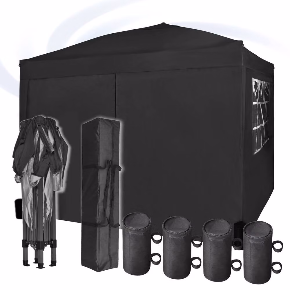 MCC Direct Pop Up Gazebo with Removable Sides and Storage Bag, Black and Silver, W/D: 300 x 300 cm – 4