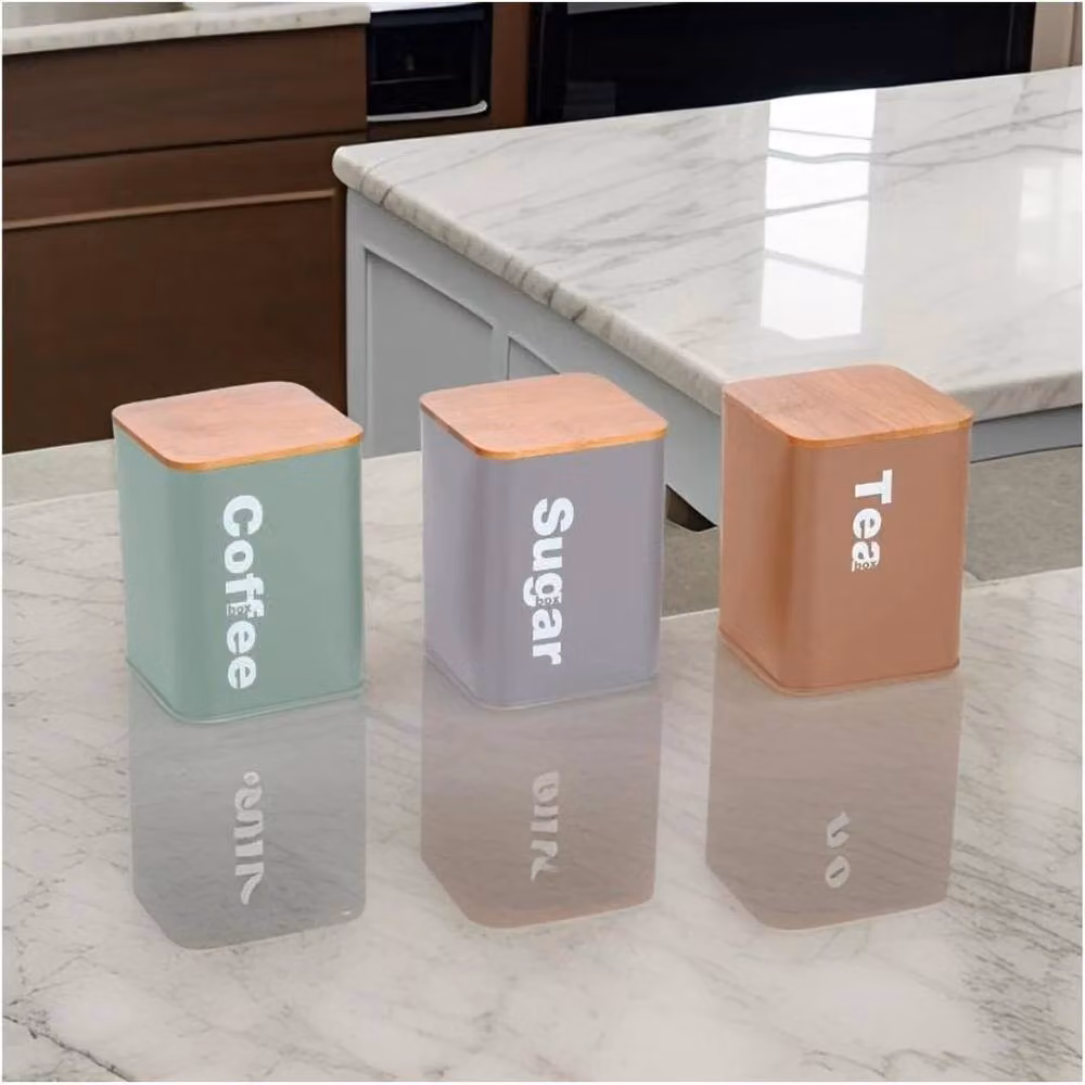 PAWNORA Multicolour Metal Kitchen Storage Canister and Jar Set – 2