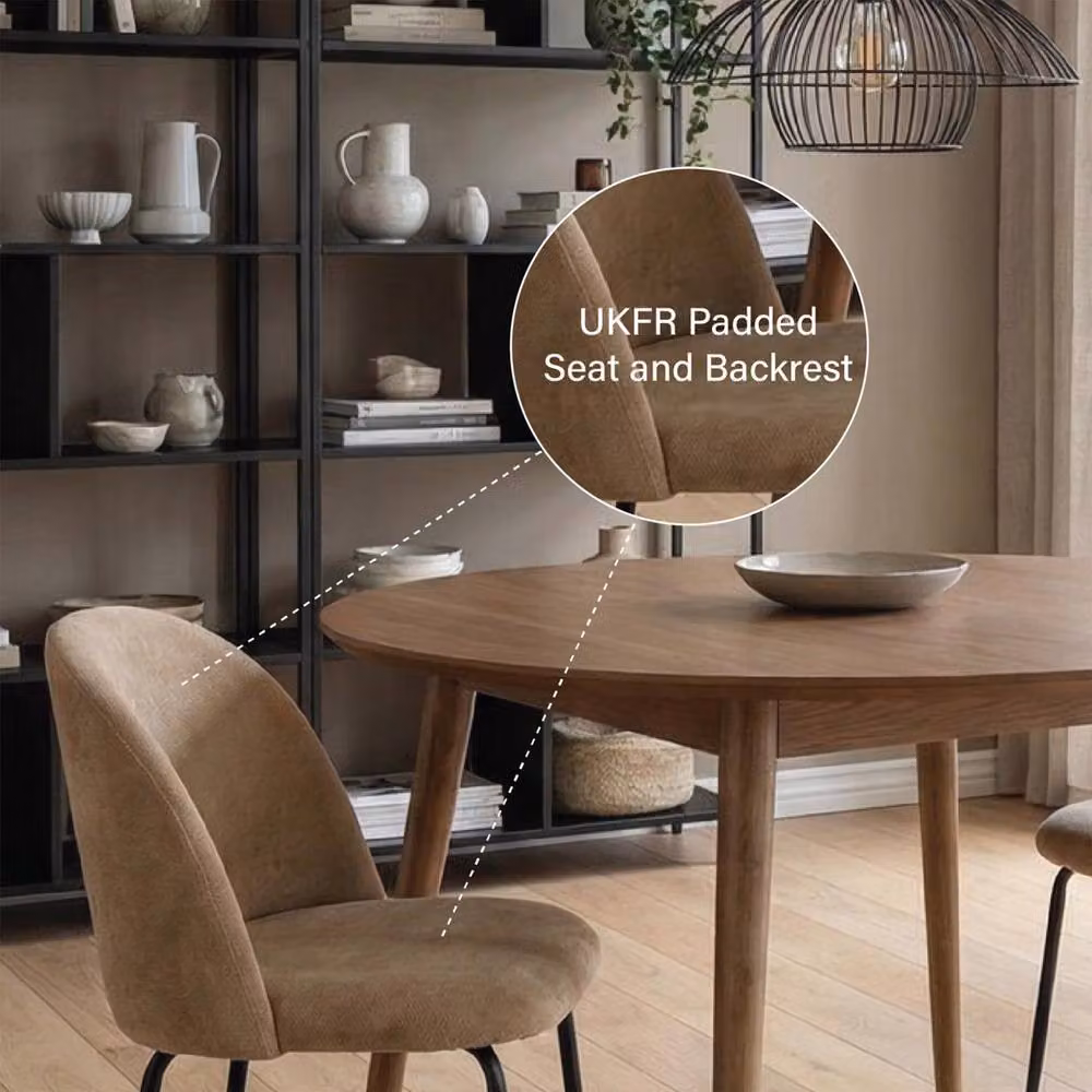 FWStyle Willow Oak Dining Table and 4 Mustard Yellow Dining Chairs Set, W: 140 cm, D: 80 cm – 2
