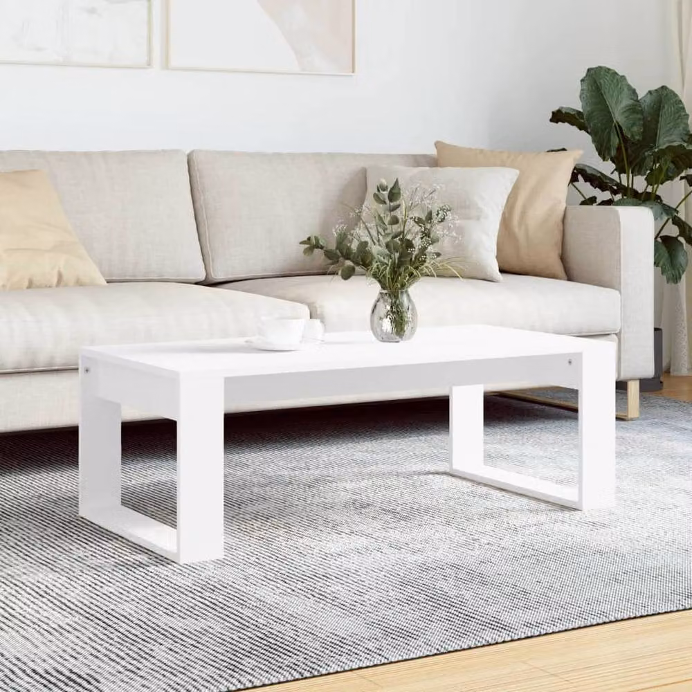 Berkfield Home Modern White Rectangular Coffee Table W/D/H: 102 x 50 x 35 cm – 2