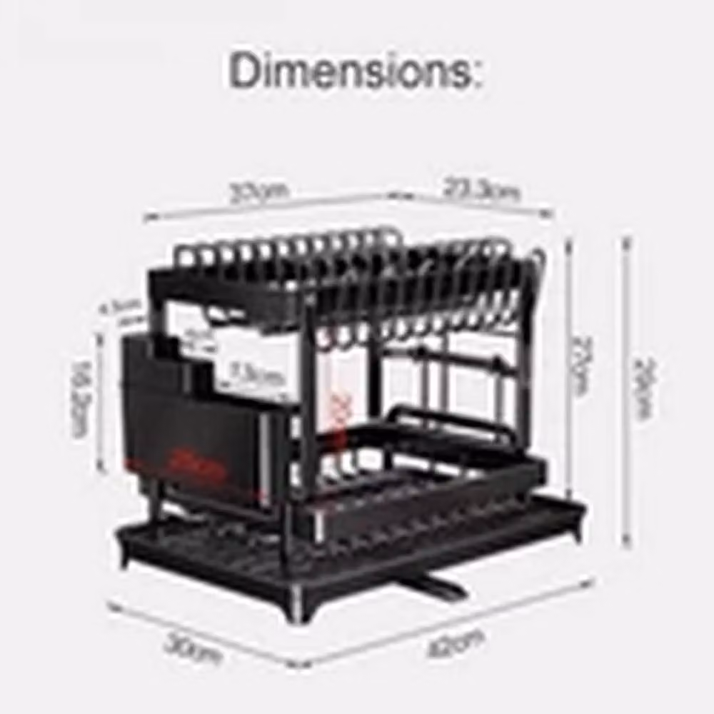 EONLION 2 Tier Kitchen Dish Drainer Rack with Drip Tray and Cutlery Holder, Black – 2