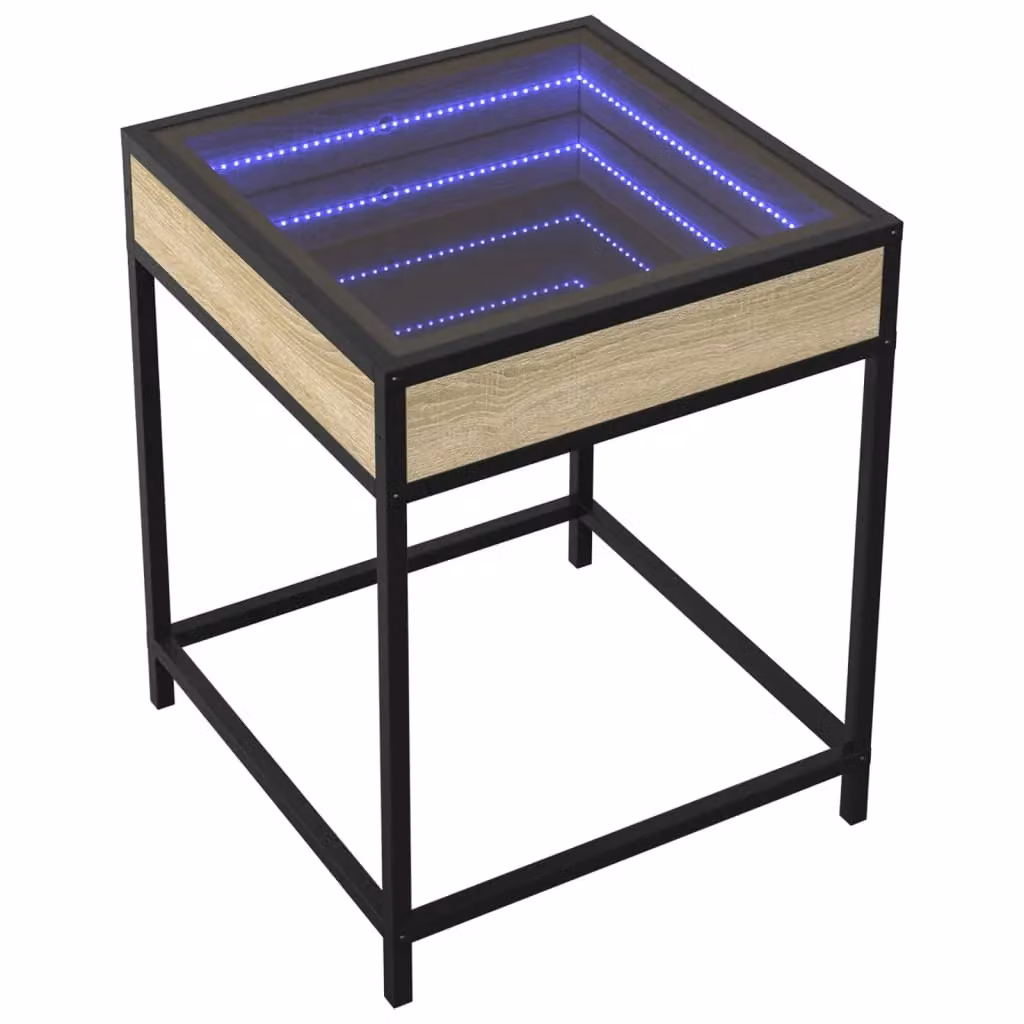 Berkfield Home Infinity LED Coffee Table in Sonoma Oak Brown, W/D/H: 40 x 40 x 51 cm – 3