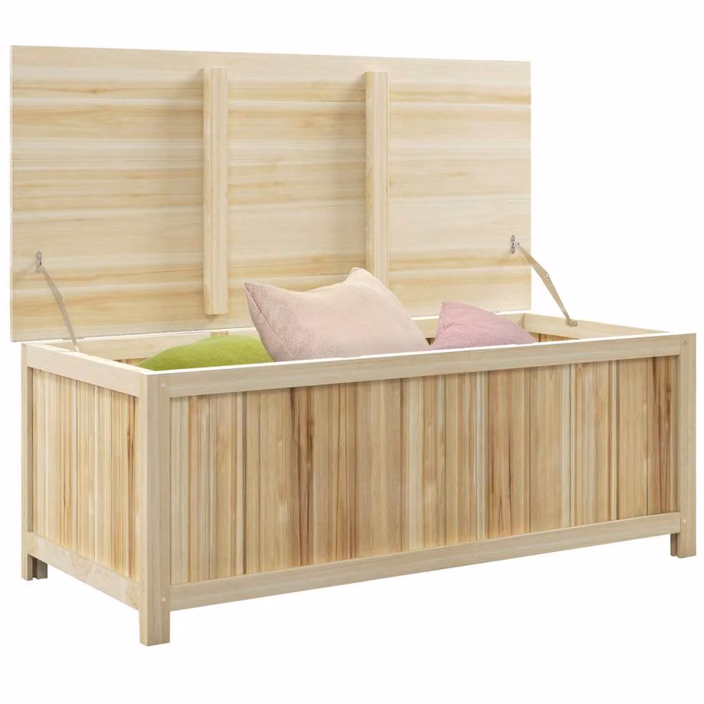 Wyld Haus Mavise Safi Natural Wood Panelled Outdoor Storage Box, Brown, W/D/H: 120 x 55 x 55 cm – 2