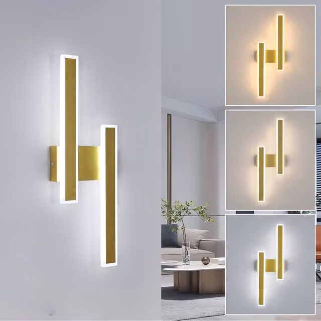 Pheashine Gold Double Bar LED Wall Sconce, 32W CCT Adjustable, W/D/H: 44 x 18 x 3.5 cm – 1