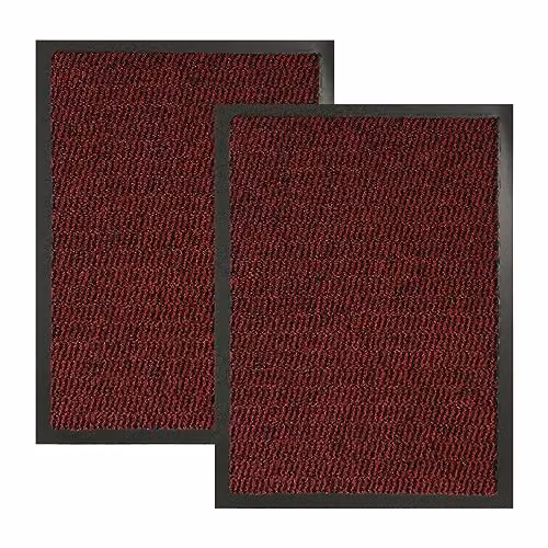 KAV Non-Slip Washable Dirt Trapper Door Mat, Red, Pack of 2, W: 40 cm, D: 60 cm – 1