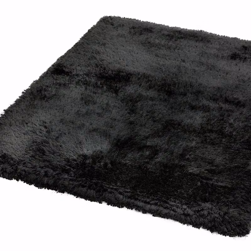 The Rug Shop UK Handmade Plain Shaggy Sparkle Luxurious Anti-Shed Area Rug in Black, W: 140 cm, L: 200 cm – 3