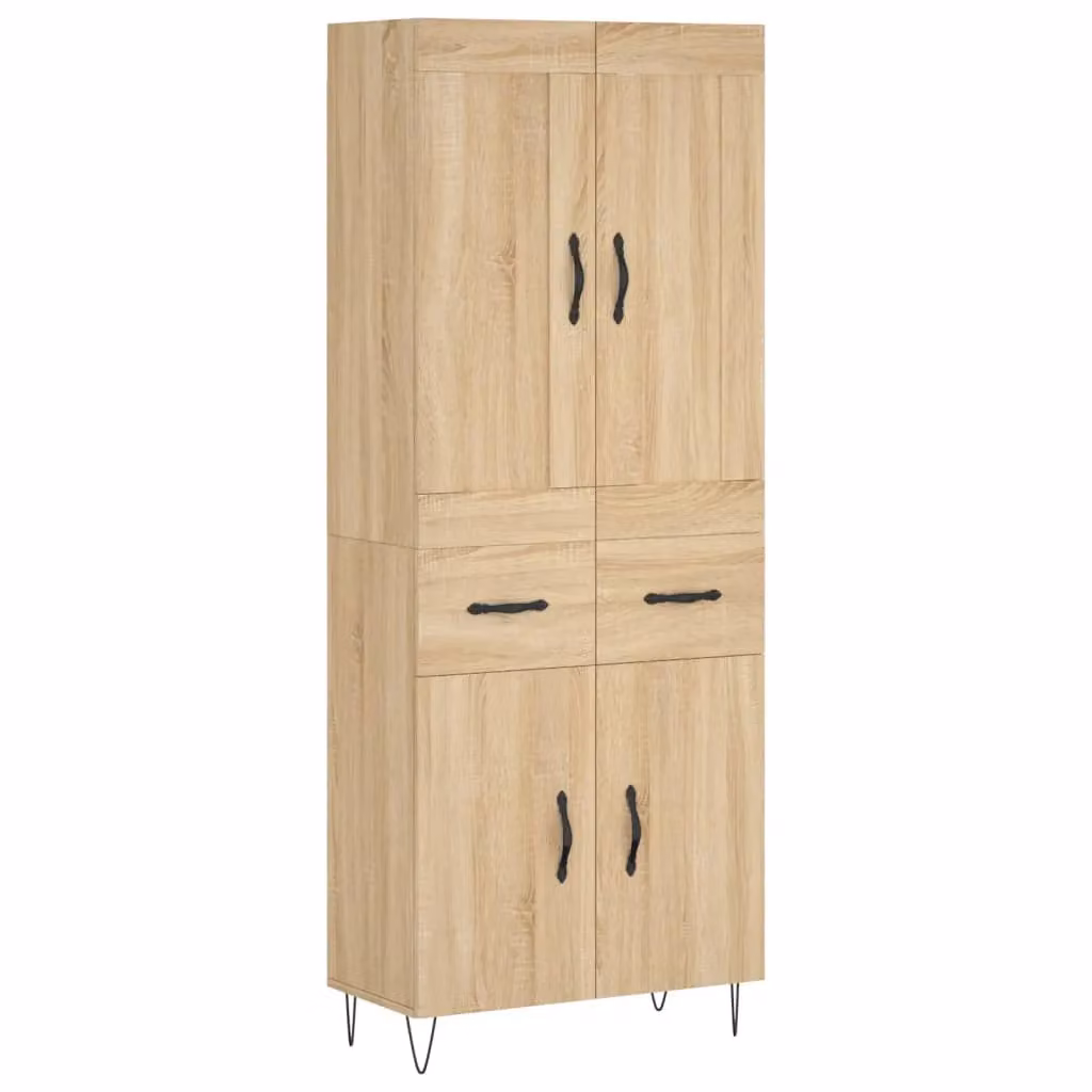 Berkfield Home Sonoma Oak Highboard in Brown, W/D/H: 69.5 x 34 x 180 cm – 2