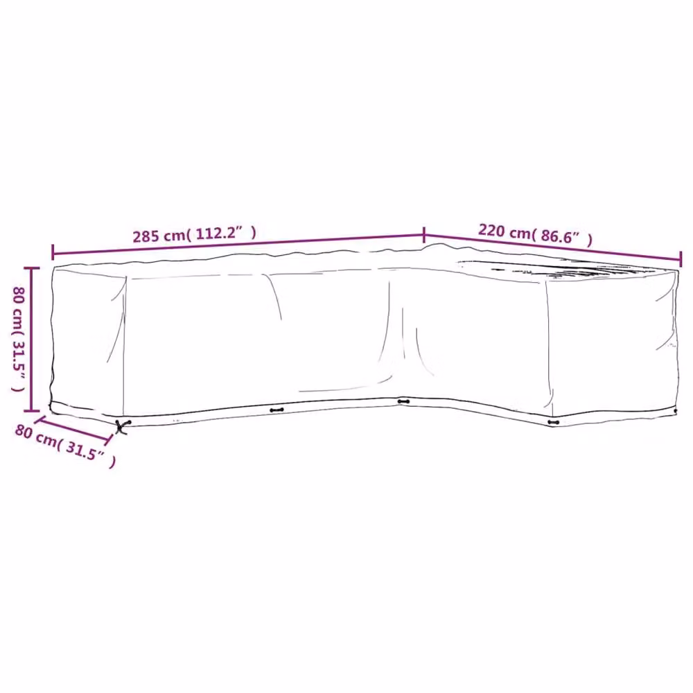 Berkfield Home L-Shaped Garden Furniture Cover in Black, W/D/H: 285 x 220 x 80 cm – 3