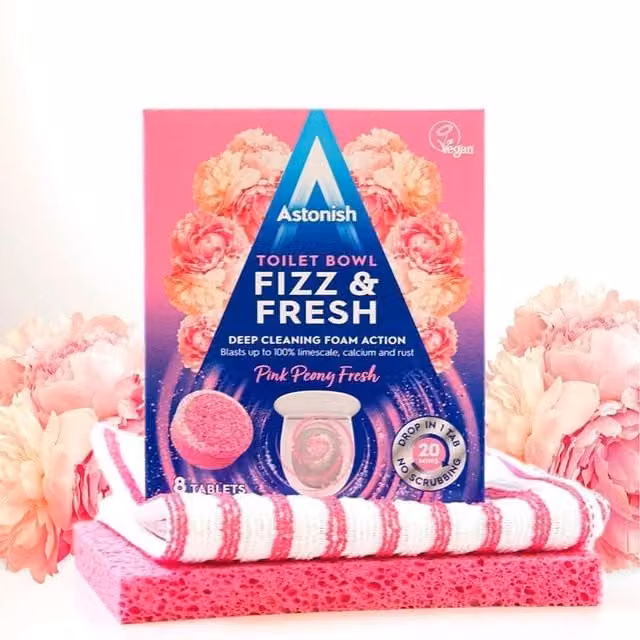 Astonish Fizz Fresh Foaming Toilet Bowl Cleaner Tablets in Pink Peony, 8 x 20 g