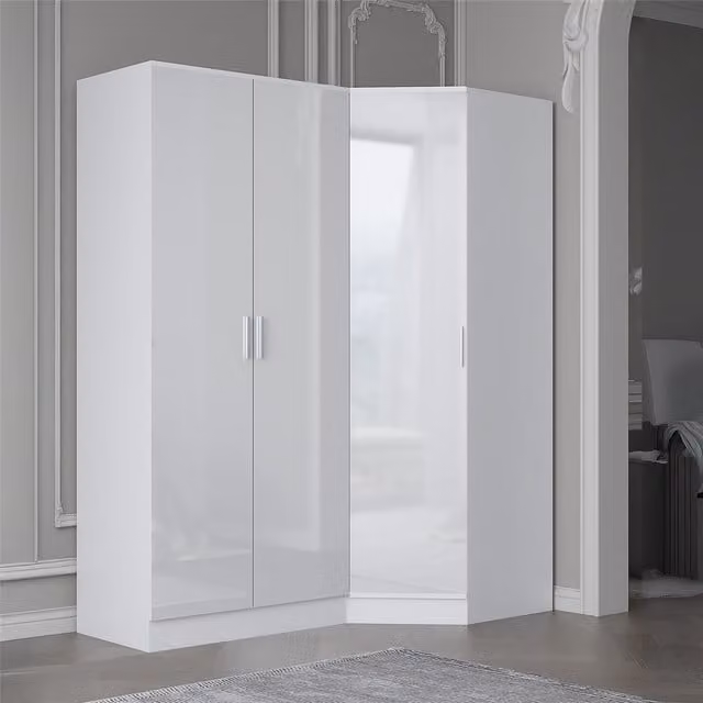 Reflect 2 Piece Wardrobe Bundle in Black and White Gloss and Matt Finish, H 180 cm x W 150 cm x D 74 cm – 1