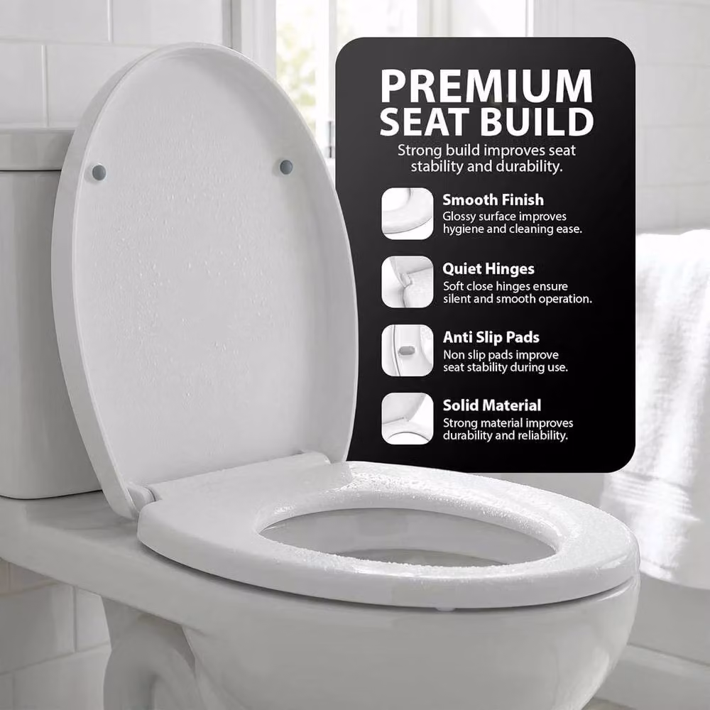 FLAVORA Universal Luxury Slow Soft Close Toilet Seat in White – 3