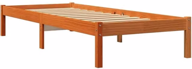 Berkfield Home Beautiful Solid Wood Pine Bed Frame in Wax Brown W/D/H: 90 x 200 cm – 1
