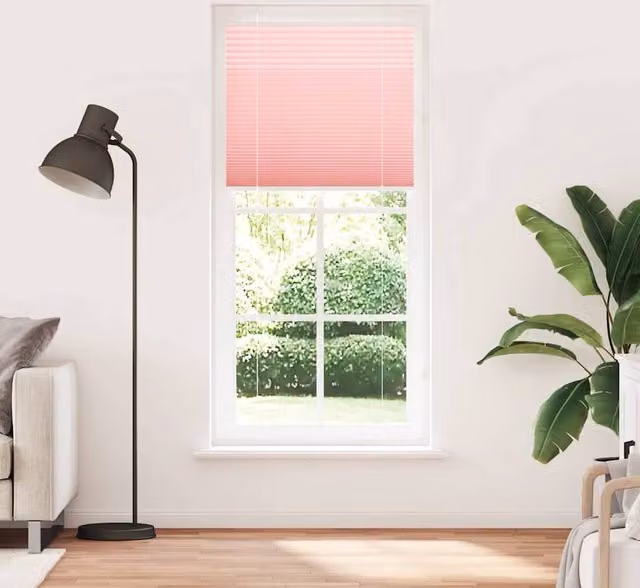 Berkfield Home Single Pleat Corded Blind in Pink, Polyester, W: 85 cm, H: 200 cm