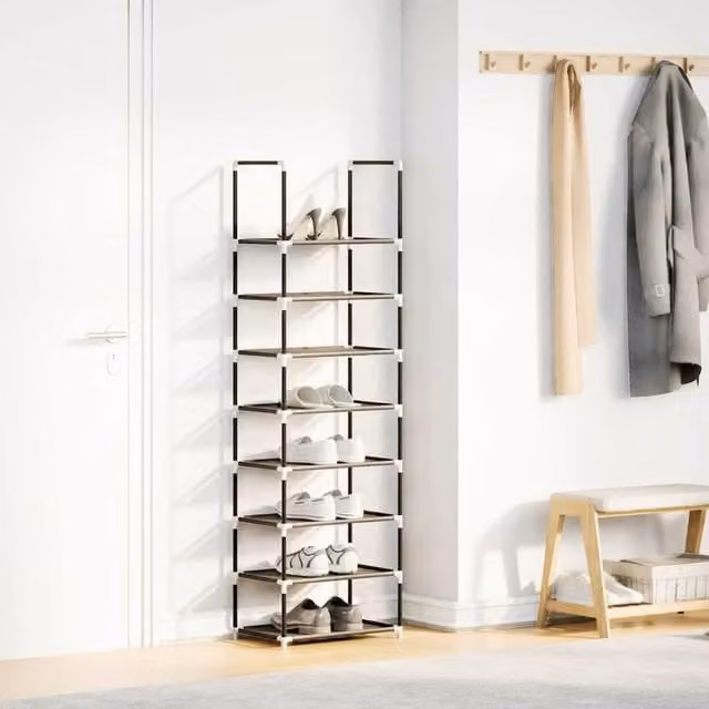 Berkfield Home 8-Tier Shoe Rack in Black, W/D/H: 44 x 28 x 145 cm – 1