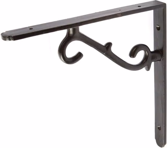 Hammer and Tongs Matt Black Iron Scroll Shelf Bracket, 20.5 cm