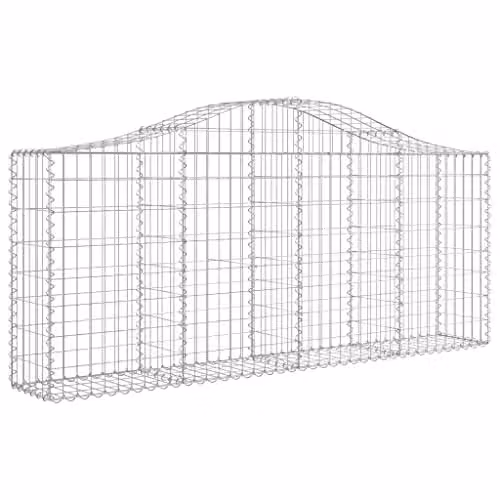 vidaXL 3x Arched Gabion Basket Set, Silver Galvanised Steel Mesh Wire Stone Baskets for Outdoor Garden Retaining Walls, W: 200 cm, D: 30 cm, H: 80/100 cm – 1