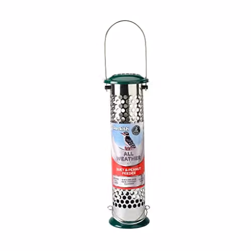 Peckish All Weather Suet and Peanut Metal Bird Feeder in Silver – 1