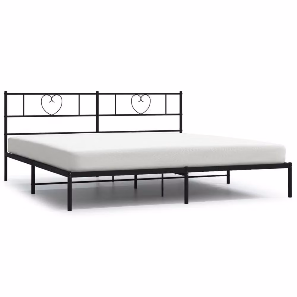 Berkfield Home Metal Bed Frame with Headboard in Black W/D/H: 193 x 203 cm – 2