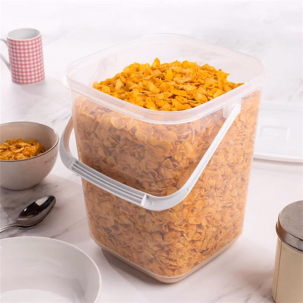 VOGREX Airtight 10 l Dry Food Storage Container and Kitchen Cupboard Organiser in White and Transparent – 3