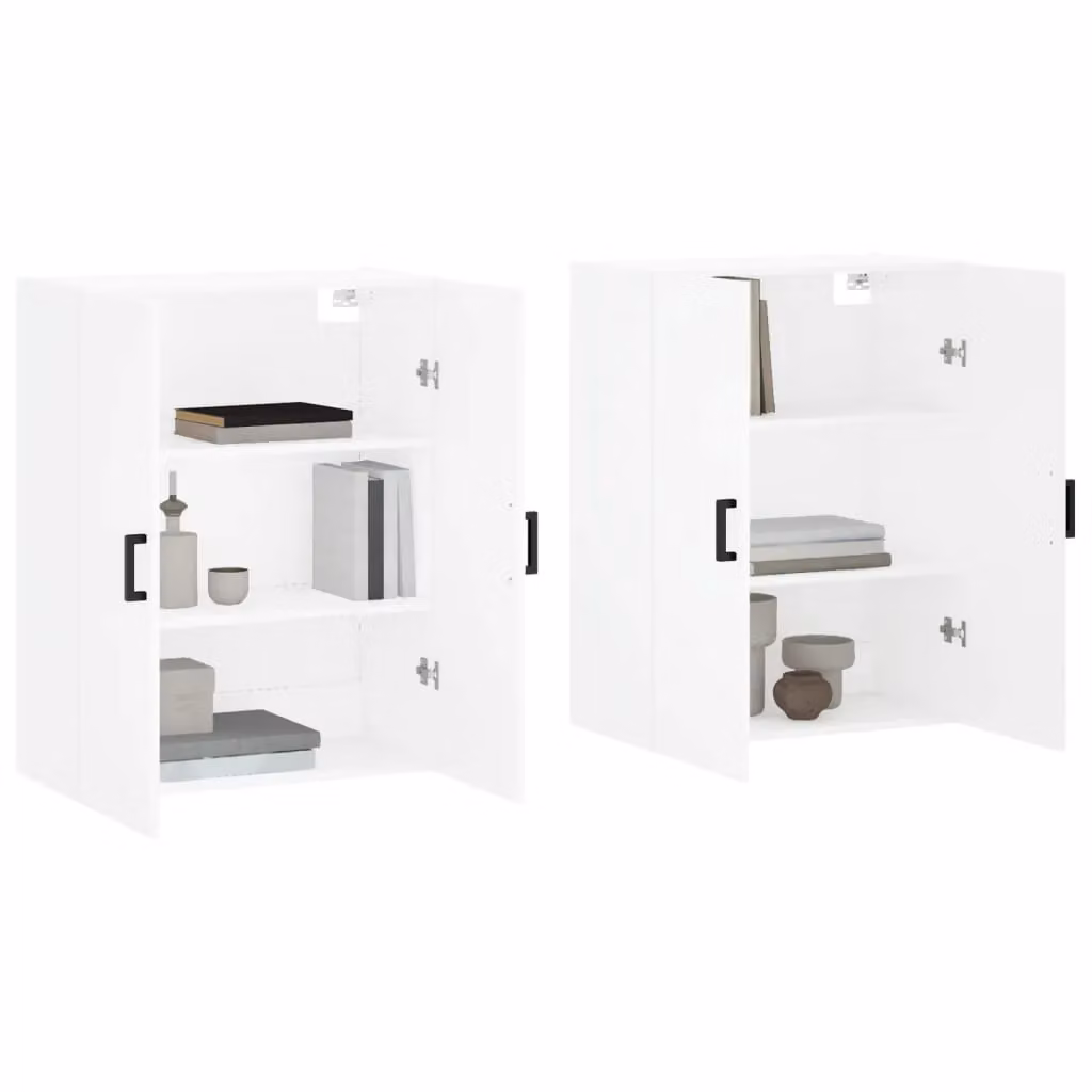 Berkfield Home Wall Mounted Cabinets, 2 Piece Set in White, W: 69.5 cm, D: 34 cm, H: 90 cm – 2