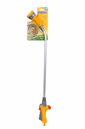 Hozelock Watering Lance Spray Plus 90 with Adjustable Multi-jet Head and Flow Control, Yellow and Orange