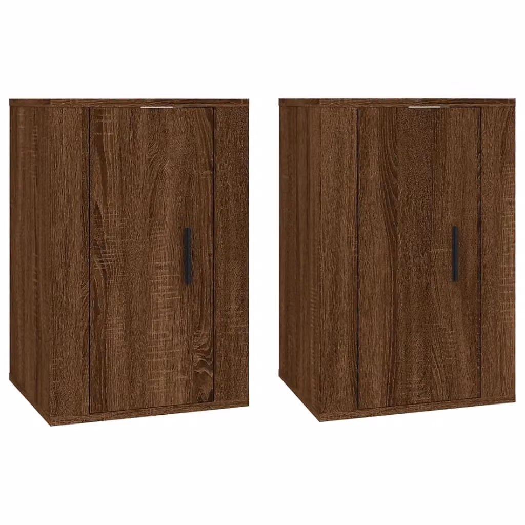 Berkfield Home Set of 2 Wall Mounted TV Cabinets in Brown Oak, W/D/H: 40 x 34.5 x 60 cm – 2