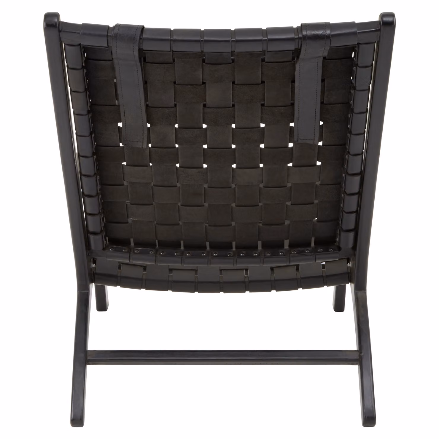 Orsina Grey Cow Leather Woven Lounge Accent Chair with Teak Wood Frame and Head Cushion – 5
