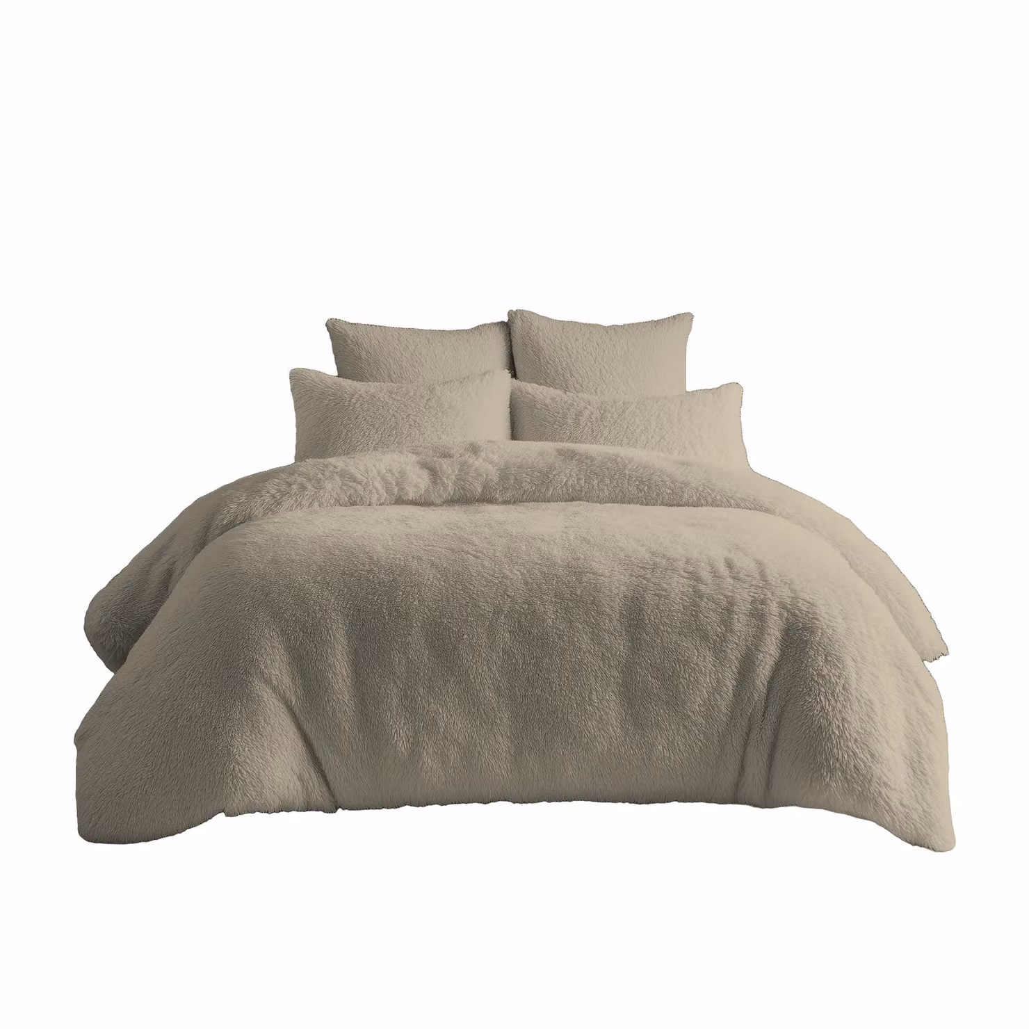 Home Sweet Home UK Teddy Bear Fleece Single Duvet Cover and Pillowcase Set in Beige – 2