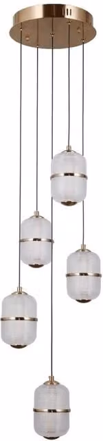 Netlighting Alani Cluster Pendant Ceiling Light in Gold/Brass with 5x LED Warm White Bulbs