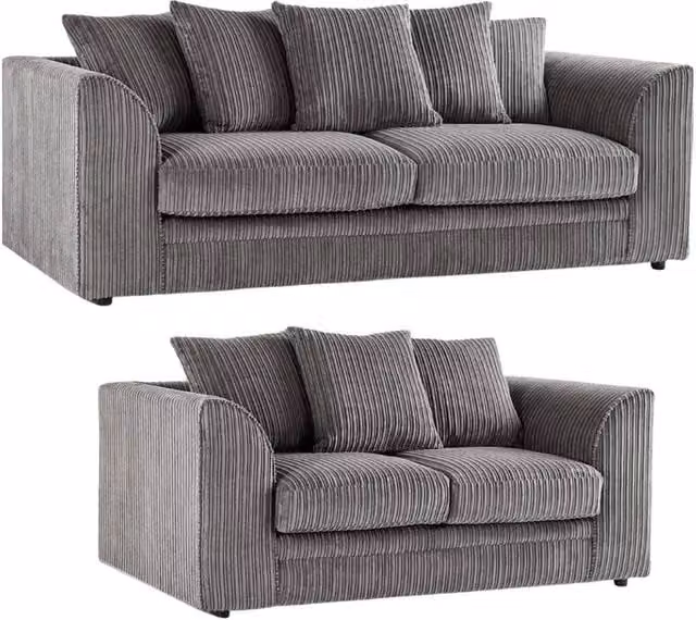 Bliss Furniture Jumbo Cord Scatter Back 3+2 Seater Sofa Set in Dylan Grey Colour