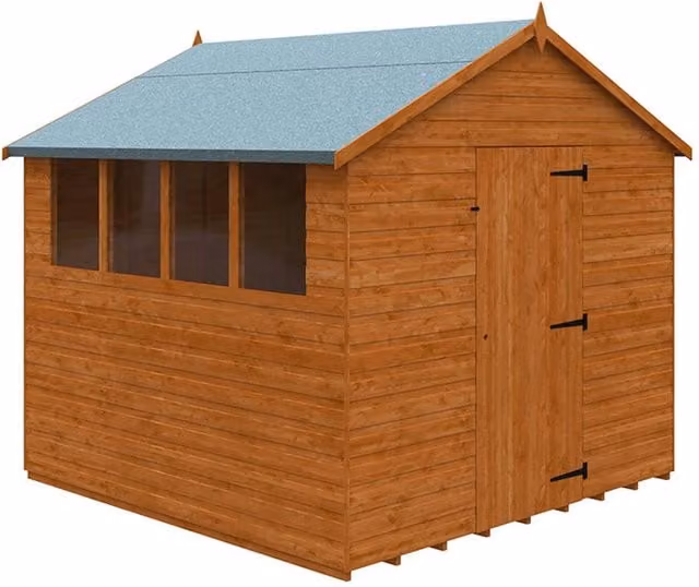 Buttercup Farm 8x8 Super Apex 12mm Wooden Shed in Burnt Orange and Grey, W: 235 cm, D: 235 cm, H: 231.9 cm – 1