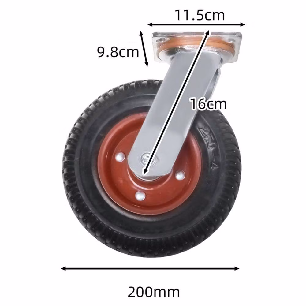 KORVIXA 2-Piece Heavy Duty 200mm Solid Rubber Swivel Castors in Black – 2