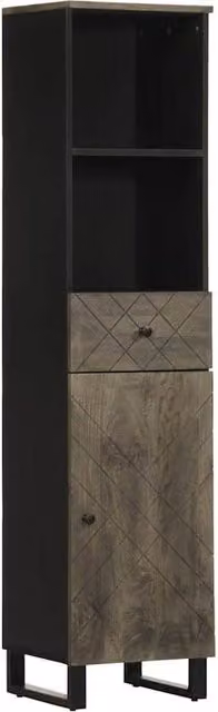 Berkfield Home Black Mango Wood Bathroom Cabinet W/D/H: 38 x 33 x 160 cm