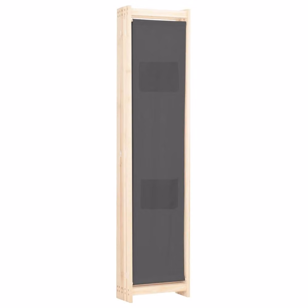 Berkfield Home 5-Panel Grey Fabric Room Divider, W/D/H: 200 x 4 x 170 cm – 3