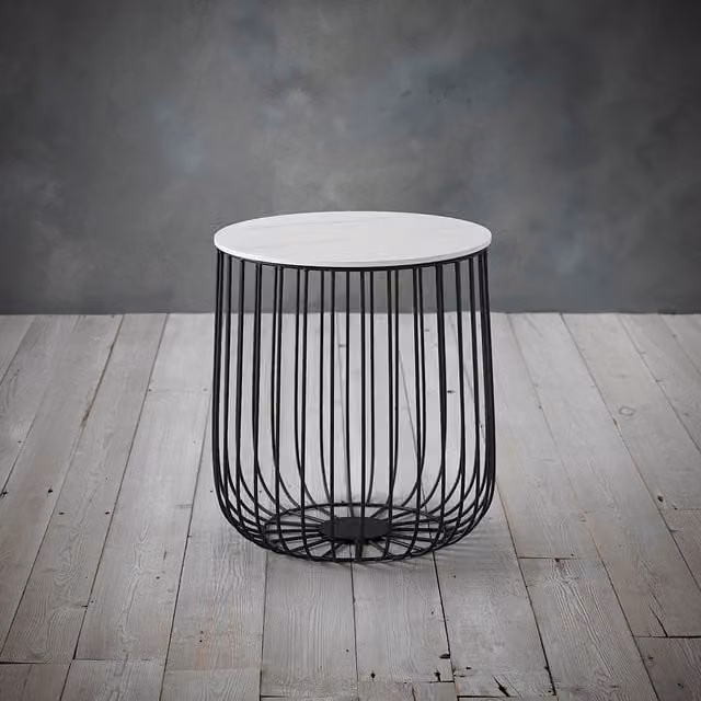 LPD Home Enzo Cage Round Side Table, Black, Small