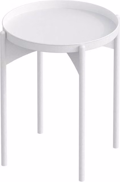 CALICOSY COLE End Table with Round Metal Top in White, Height: 57 cm