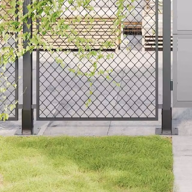 Berkfield Home Square Post Bases, 4 Pack, Anthracite Powder-coated Galvanised Steel, 61 x 61 mm