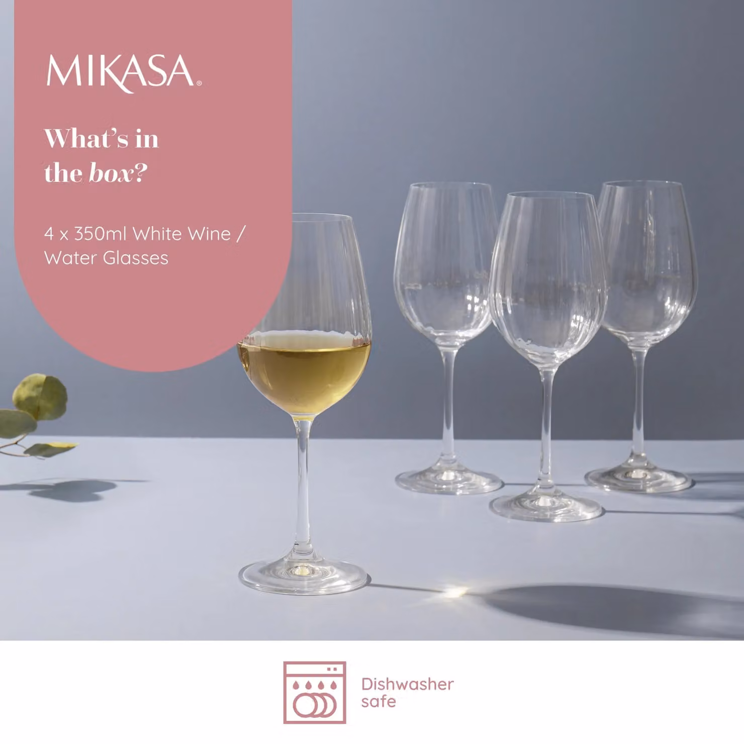 Mikasa Set of 4 Transparent Crystal Wine Glasses, 350ml per glass – 5