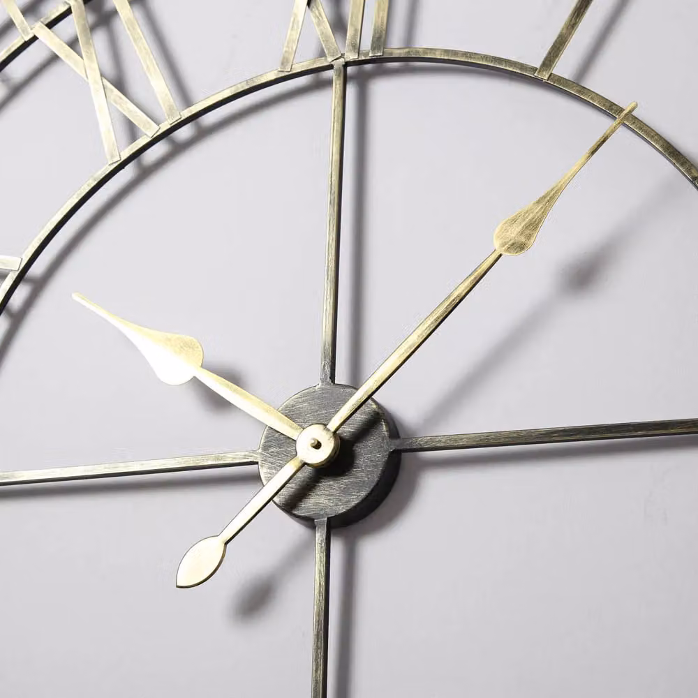 Home Garden Direct EOS Skeleton Wall Clock with Roman Numerals in Black and Gold, W: 100 cm, H: 100 cm – 2