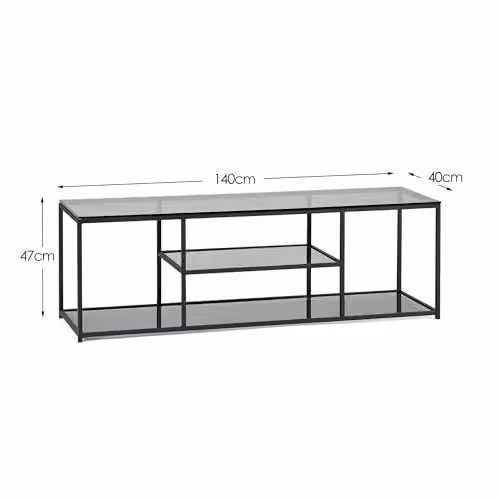 Julian Bowen Chicago Modern Smoked Glass TV Cabinet, Black, W: 140.0 cm, D: 40.0 cm, H: 47.0 cm – 2
