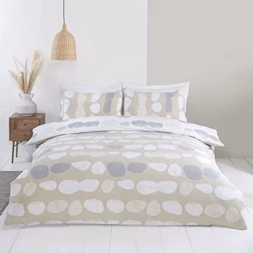 Rapport Home Truro Reversible Microfibre Duvet Cover and Pillowcase Set, Beige, W/D/H: 220 x 220 x 180 cm