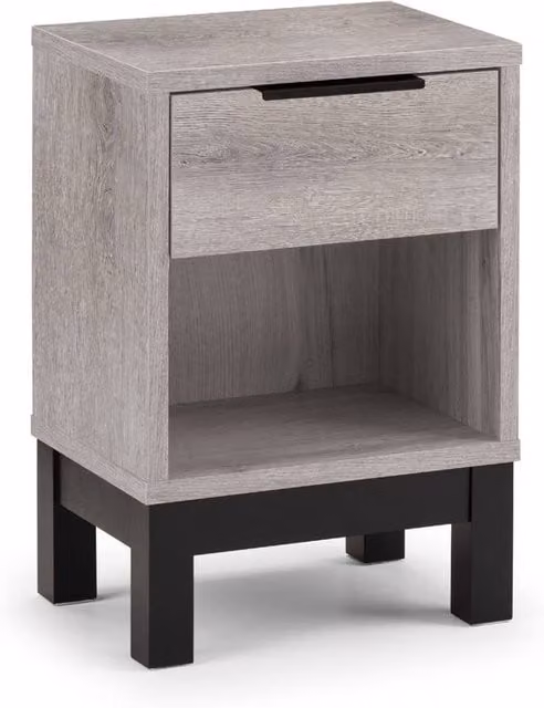 Cheshire Premium Kora 1 Drawer Grey Oak Bedside Unit