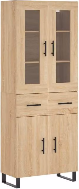 Berkfield Home Sonoma Oak Highboard in Tan, W/D/H: 69.5 x 34 x 180 cm