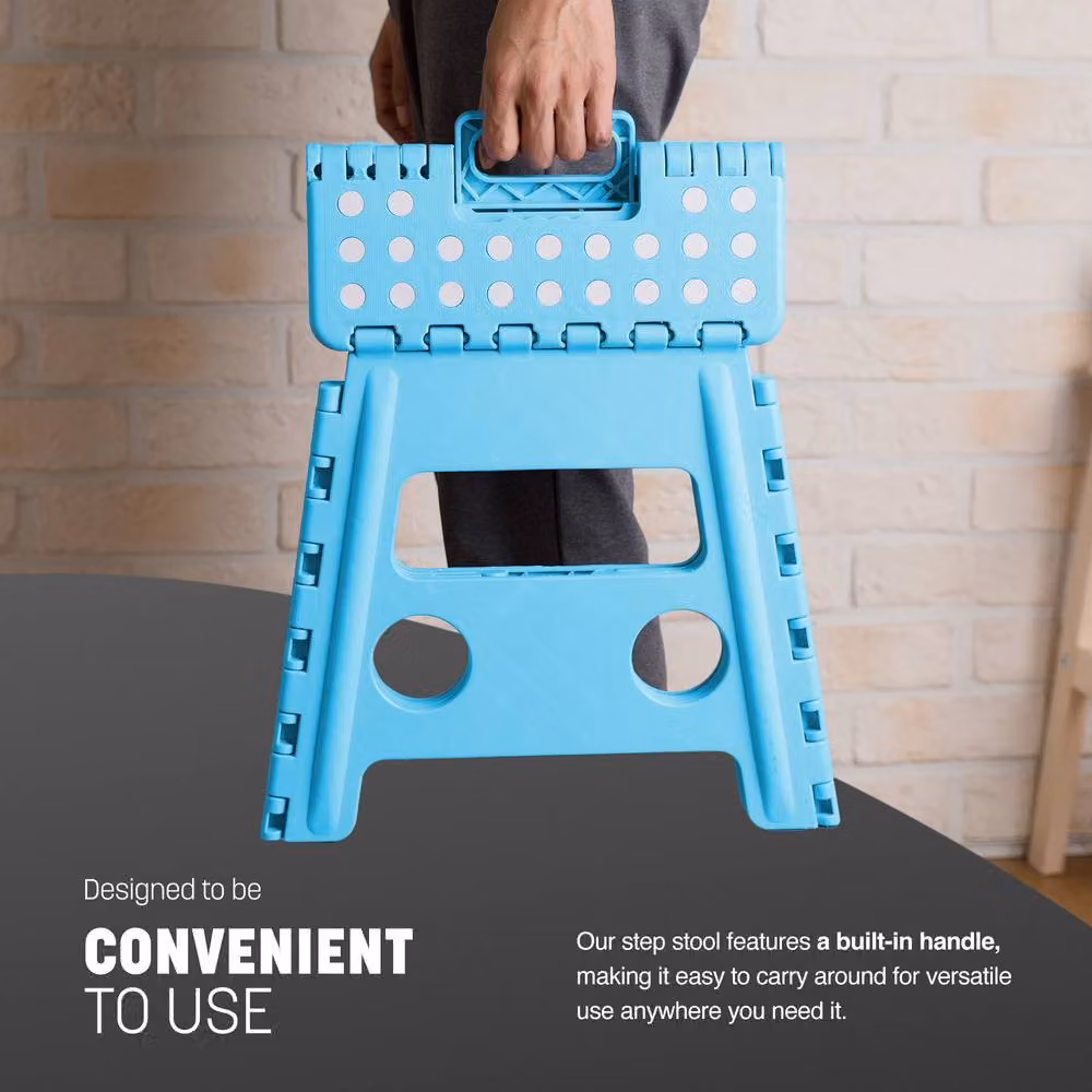 Keplin Heavy Duty Folding Step Stool, Blue, W/D/H: 37 x 22 x 22 cm – 4