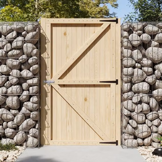 Livingandhome Wooden Swing Garden Gate in Yellow, Width: 99 cm
