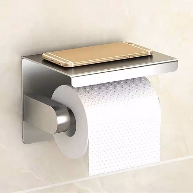 EONLION Wall-Mounted Stainless Steel Toilet Paper Roll Holder in Silver