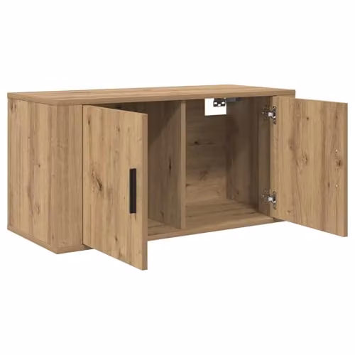 vidaXL Modern Wall-Mounted TV Cabinet and Lowboard Set in Brown Oak Wood Finish, W/D/H: 80 x 40 x 34.5 cm – 2