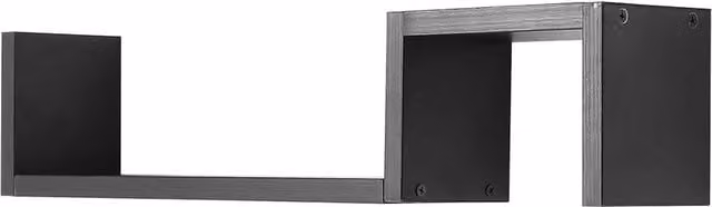 Garden Sanctuary Set of 2 Black Wooden Wall Mounted Floating Shelves – 1