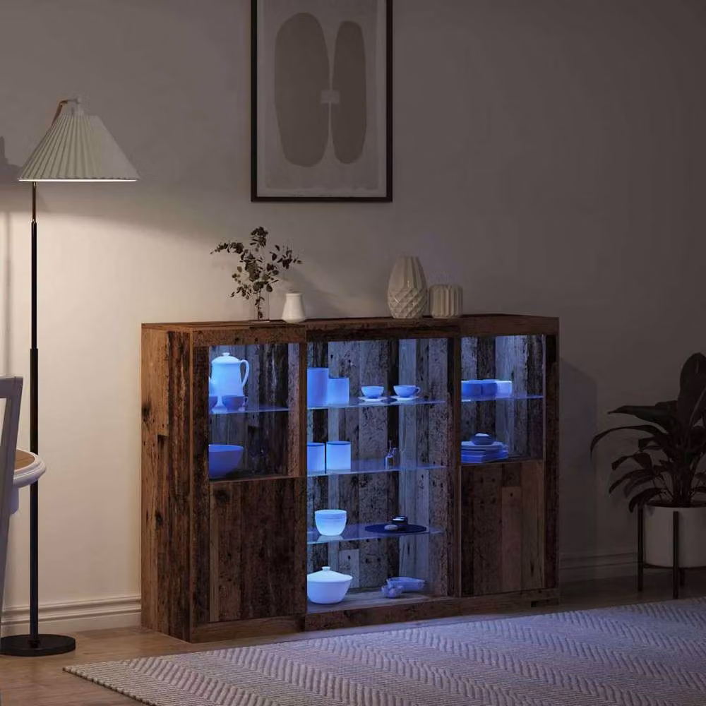 Berkfield Home Rustic Brown Engineered Wood Sideboard with Integrated LED Lights W: 142.5 cm, D: 37 cm, H: 100 cm – 4